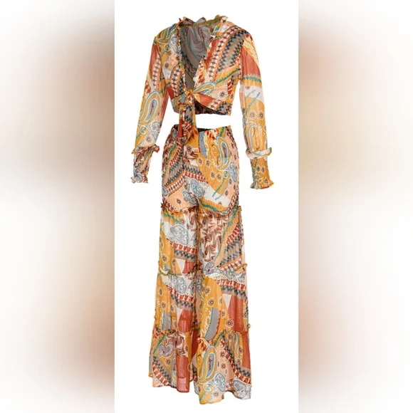 NEW Vibrant Patchwork 2pc Pant Suit - Multicolor - Picture 1 of 5